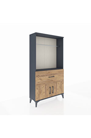 Arges Dolap Tek Raflı Tek Çekmeceli Tek Askılı 88x30x163 Antrasit-Çam