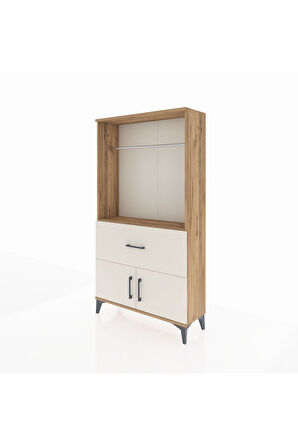 Arges Dolap Tek Raflı Tek Çekmeceli Tek Askılı 88x30x163 Çam-Aytaşı