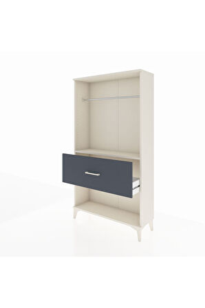 Arges Dolap Tek Raflı Tek Çekmeceli Tek Askılı 88x30x163 Aytaşı-Antrasit