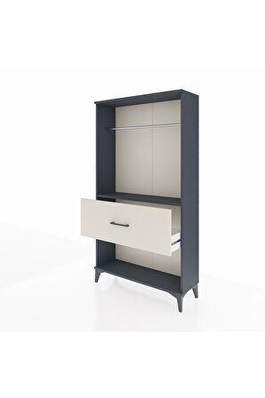 Arges Dolap Tek Raflı Tek Çekmeceli Tek Askılı 88x30x163 Antrasit-Aytaşı