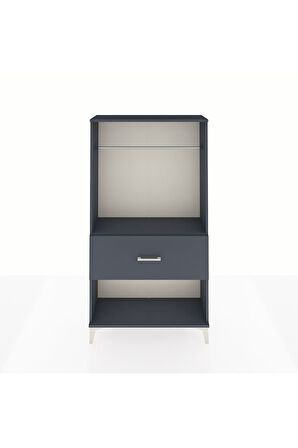 Arges Dolap Tek Raflı Tek Çekmeceli Tek Askılı 88x30x163 Antrasit-Antrasit
