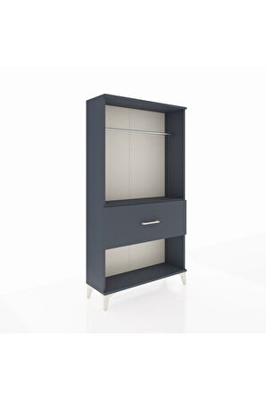 Arges Dolap Tek Raflı Tek Çekmeceli Tek Askılı 88x30x163 Antrasit-Antrasit