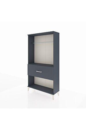 Arges Dolap Tek Raflı Tek Çekmeceli Tek Askılı 88x30x163 Antrasit-Antrasit
