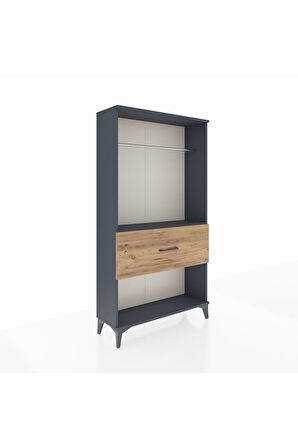 Arges Dolap Tek Raflı Tek Çekmeceli Tek Askılı 88x30x163 Antrasit-Çam