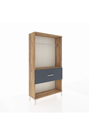 Arges Dolap Tek Raflı Tek Çekmeceli Tek Askılı 88x30x163 Çam-Antrasit