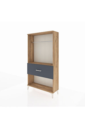 Arges Dolap Tek Raflı Tek Çekmeceli Tek Askılı 88x30x163 Çam-Antrasit