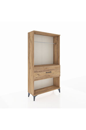 Arges Dolap Tek Raflı Tek Çekmeceli Tek Askılı 88x30x163 Çam-Çam