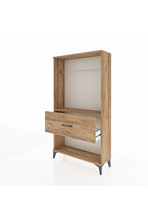 Arges Dolap Tek Raflı Tek Çekmeceli Tek Askılı 88x30x163 Çam-Çam