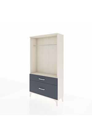 Arges Dolap Tek Raflı 2 Çekmeceli Tek Askılı 88x30x163 Aytaşı-Antrasit