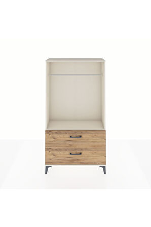 Arges Dolap Tek Raflı 2 Çekmeceli Tek Askılı 88x30x163 Aytaşı-Çam