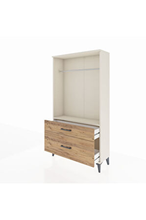 Arges Dolap Tek Raflı 2 Çekmeceli Tek Askılı 88x30x163 Aytaşı-Çam