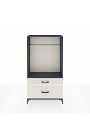 Arges Dolap Tek Raflı 2 Çekmeceli Tek Askılı 88x30x163 Antrasit-Aytaşı