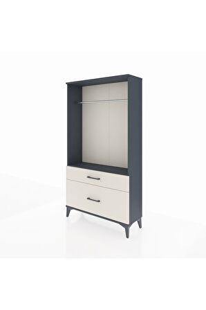 Arges Dolap Tek Raflı 2 Çekmeceli Tek Askılı 88x30x163 Antrasit-Aytaşı