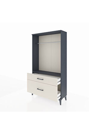Arges Dolap Tek Raflı 2 Çekmeceli Tek Askılı 88x30x163 Antrasit-Aytaşı