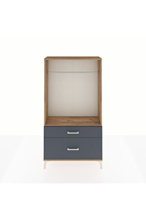Arges Dolap Tek Raflı 2 Çekmeceli Tek Askılı 88x30x163 Çam-Antrasit