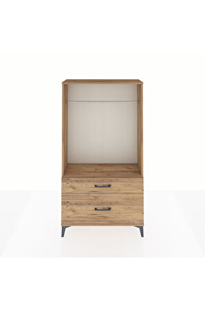 Arges Dolap Tek Raflı 2 Çekmeceli Tek Askılı 88x30x163 Çam-Çam