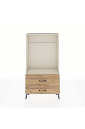 Arges Dolap Tek Raflı 2 Çekmeceli Tek Askılı 88x30x163 Aytaşı-Çam