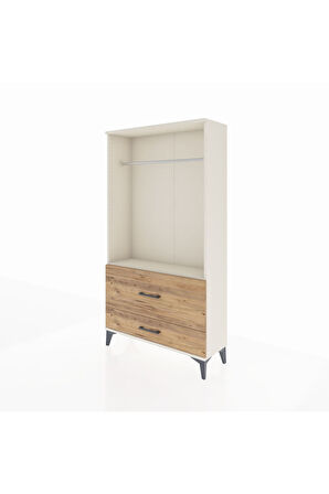 Arges Dolap Tek Raflı 2 Çekmeceli Tek Askılı 88x30x163 Aytaşı-Çam