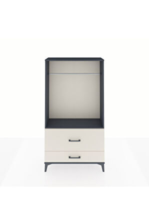 Arges Dolap Tek Raflı 2 Çekmeceli Tek Askılı 88x30x163 Antrasit-Aytaşı