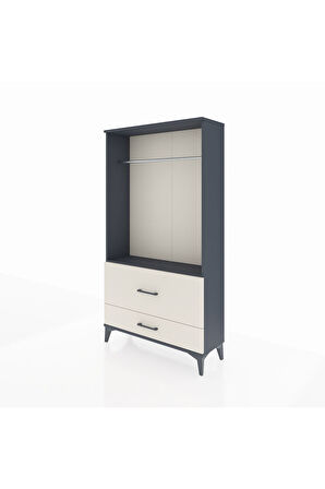Arges Dolap Tek Raflı 2 Çekmeceli Tek Askılı 88x30x163 Antrasit-Aytaşı