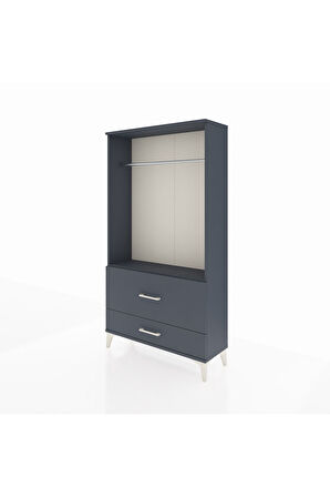 Arges Dolap Tek Raflı 2 Çekmeceli Tek Askılı 88x30x163 Antrasit-Antrasit