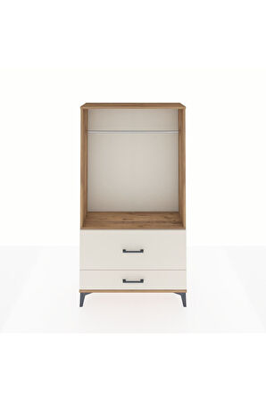 Arges Dolap Tek Raflı 2 Çekmeceli Tek Askılı 88x30x163 Çam-Aytaşı