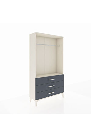 Arges Dolap Tek Raflı 3 Çekmeceli Tek Askılı 88x30x163 Aytaşı-Antrasit