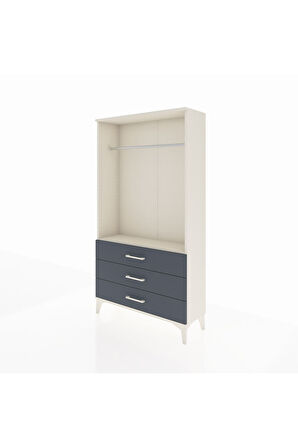Arges Dolap Tek Raflı 3 Çekmeceli Tek Askılı 88x30x163 Aytaşı-Antrasit