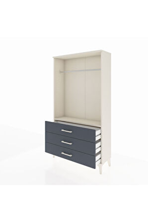 Arges Dolap Tek Raflı 3 Çekmeceli Tek Askılı 88x30x163 Aytaşı-Antrasit