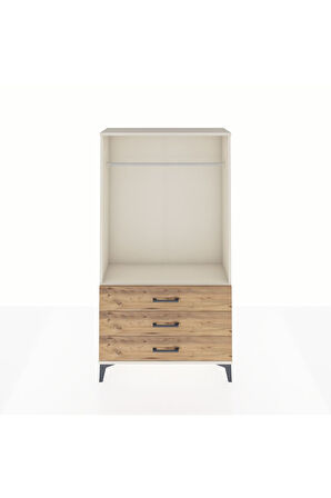 Arges Dolap Tek Raflı 3 Çekmeceli Tek Askılı 88x30x163 Aytaşı-Çam