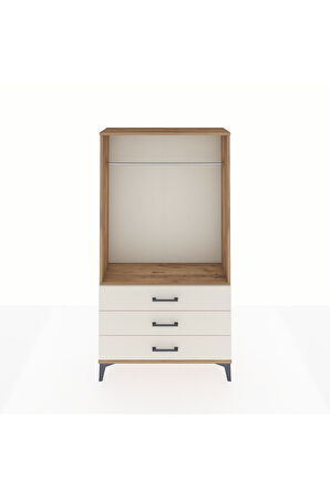 Arges Dolap Tek Raflı 3 Çekmeceli Tek Askılı 88x30x163 Çam-Aytaşı