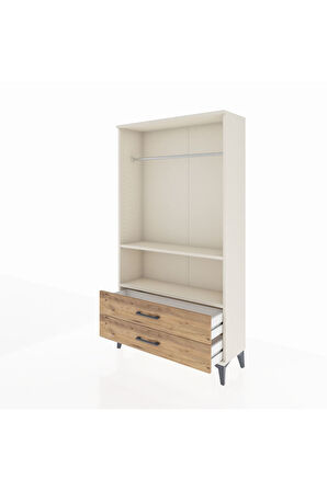 Arges Dolap 2 Raflı 2 Çekmeceli Tek Askılı 88x30x163 Aytaşı-Çam