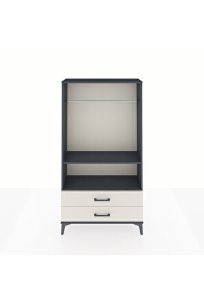 Arges Dolap 2 Raflı 2 Çekmeceli Tek Askılı 88x30x163 Antrasit-Aytaşı