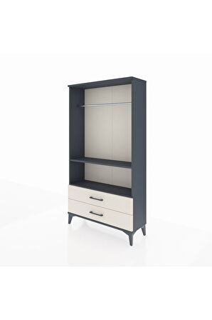 Arges Dolap 2 Raflı 2 Çekmeceli Tek Askılı 88x30x163 Antrasit-Aytaşı