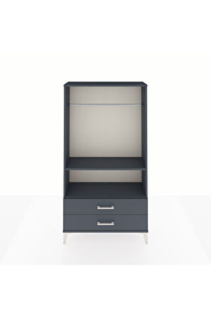 Arges Dolap 2 Raflı 2 Çekmeceli Tek Askılı 88x30x163 Antrasit-Antrasit