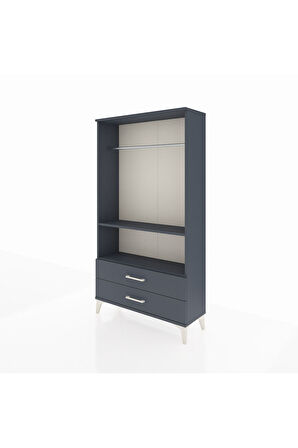 Arges Dolap 2 Raflı 2 Çekmeceli Tek Askılı 88x30x163 Antrasit-Antrasit