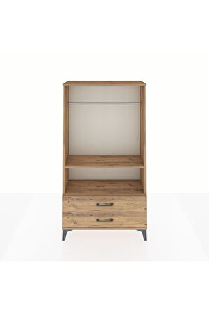 Arges Dolap 2 Raflı 2 Çekmeceli Tek Askılı 88x30x163 Çam-Çam