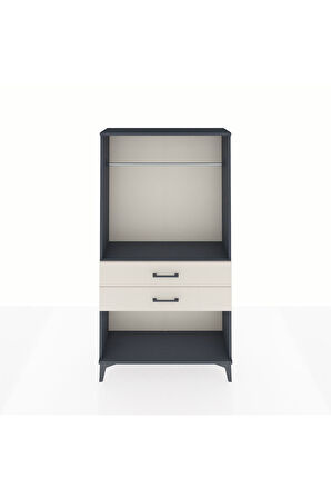 Arges Dolap Tek Raflı 2 Çekmeceli Tek Askılı 88x30x163 Antrasit-Aytaşı