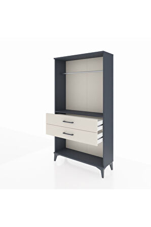 Arges Dolap Tek Raflı 2 Çekmeceli Tek Askılı 88x30x163 Antrasit-Aytaşı