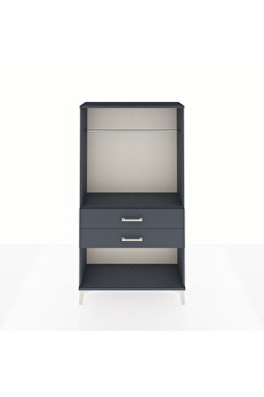 Arges Dolap Tek Raflı 2 Çekmeceli Tek Askılı 88x30x163 Antrasit-Antrasit