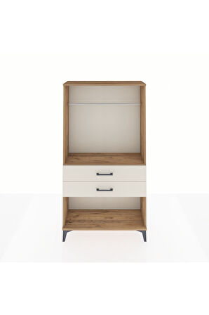 Arges Dolap Tek Raflı 2 Çekmeceli Tek Askılı 88x30x163 Çam-Aytaşı