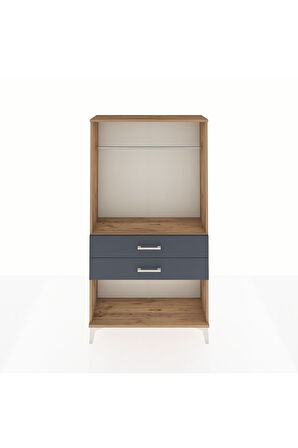 Arges Dolap Tek Raflı 2 Çekmeceli Tek Askılı 88x30x163 Çam-Antrasit
