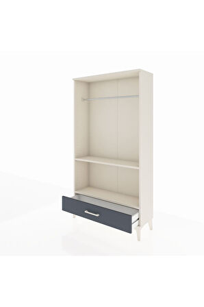 Arges Dolap 2 Raflı Tek Çekmeceli Tek Askılı 88x30x163 Aytaşı-Antrasit