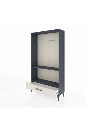 Arges Dolap 2 Raflı Tek Çekmeceli Tek Askılı 88x30x163 Antrasit-Aytaşı