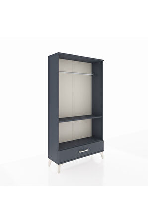 Arges Dolap 2 Raflı Tek Çekmeceli Tek Askılı 88x30x163 Antrasit-Antrasit