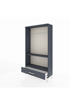 Arges Dolap 2 Raflı Tek Çekmeceli Tek Askılı 88x30x163 Antrasit-Antrasit