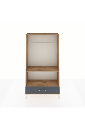 Arges Dolap 2 Raflı Tek Çekmeceli Tek Askılı 88x30x163 Çam-Antrasit