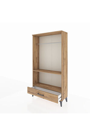 Arges Dolap 2 Raflı Tek Çekmeceli Tek Askılı 88x30x163 Çam-Çam