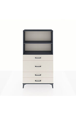 Arges Dolap 2 Raflı 4 Çekmeceli 88x30x163 Antrasit-Aytaşı