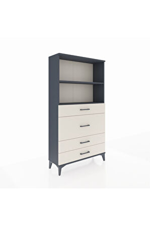 Arges Dolap 2 Raflı 4 Çekmeceli 88x30x163 Antrasit-Aytaşı